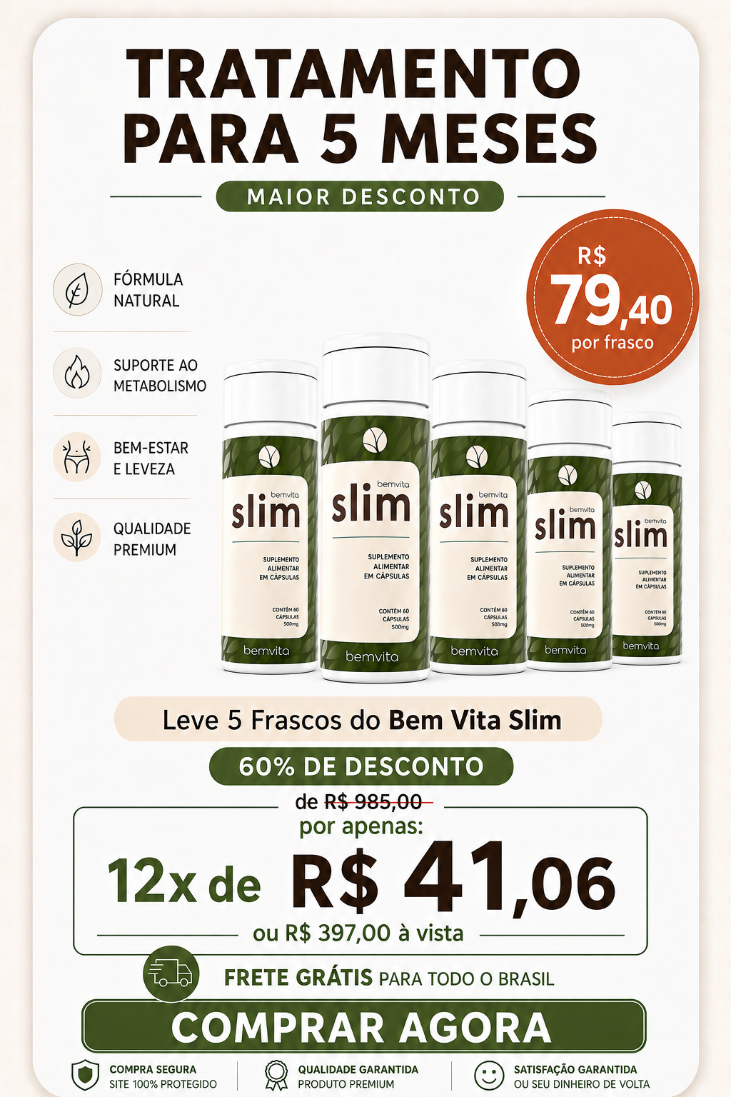 Kit Bem Vita Slim - 5 frascos